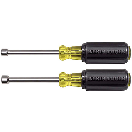 Klein Tools 2Piece Nut Driver Set, Magnetic Nut Drivers, 3In Shafts, Black/Yellow, 630M