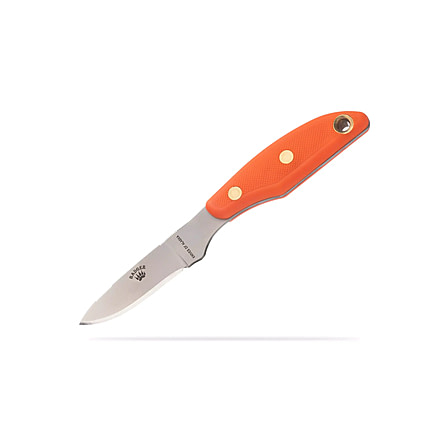 Knives of Alaska Badger Fixed Blade Knife, 2.64in, D2 Tool Steel, Drop Point Blade, Santoprene, Orange Handle, 00041FG