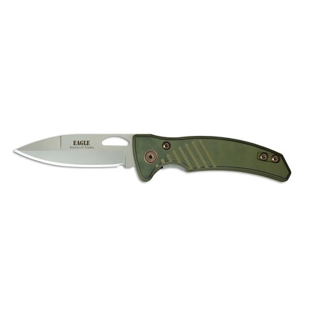 Knives of Alaska Eagle Liner Lock S30V Folding Knife, G10 Handle, Layered Olive Drab/Black 00791FG