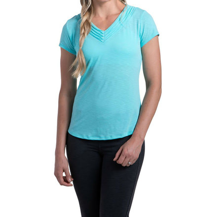 Sora Short Sleeve Top - Womens -Aquamarine-Small