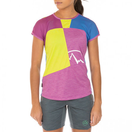 La Sportiva Push T-Shirt - Women's, Purple/Apple Green, Medium I86-500705-M
