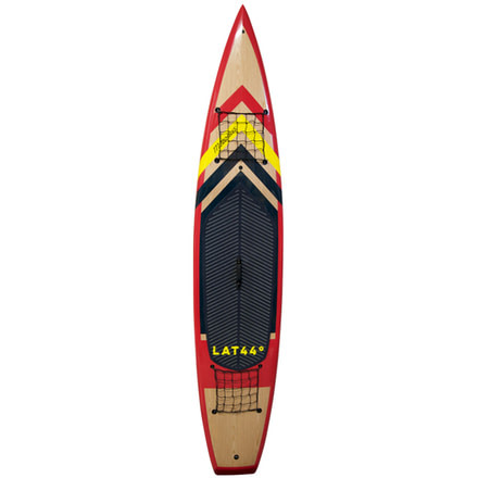 Latitude 44 Metolius Paddle Board, Pine Wood, T6-TEC Construction, 12,6in, Red, Black, Yellow, Wood, L44MET126