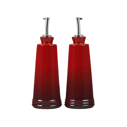 Le Creuset Signature Oil &amp; Vinegar Set, Cerise, 10oz, ST00546000060001