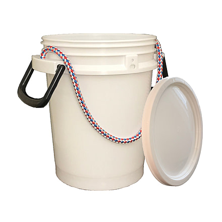 Lee Fisher International Handy Bucket White w/Rope Handles, BUCKET/HANDLE/WH