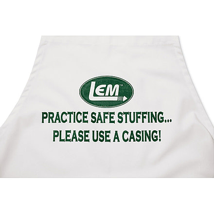 LEM Products Apron - Practice Safe Stuffing Use a Casing, White, 1139