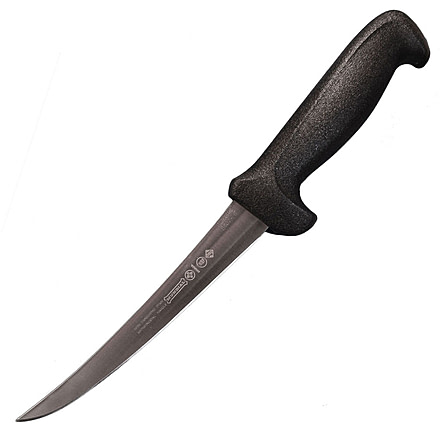 LEM Products Mundial 6in Curved Narrow Semi-Flex Knife, High-Carbon Stain Free Steel Blade, Polypropylene Black Handle, 91