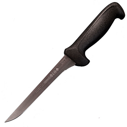 LEM Products Mundial 6in Straight Narrow Semi-Flex Knife, High-Carbon Stain Free Steel Blade, Polypropylene Black Handle, 94