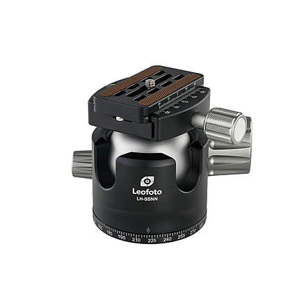 Leofoto LH-55NN No Neck Low Profile Ball Head &amp; QR Plate, Arca, Black, LH-55NN