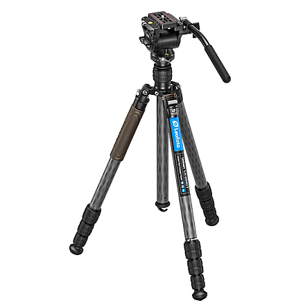 Leofoto LX-254CT/BV-5B Reversible Travel Tripod w/ Bino Fluid Head Kit, Black, LX-254CT+BV-5B