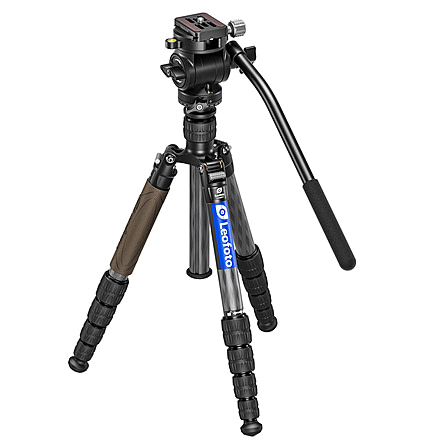 Leofoto LX-255CT/BV-1 Reversible Travel Tripod w/ Bino Fluid Head Kit, Black, LX-225CT+BV-1