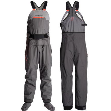Level Six Mens Breakwater Bib 2.5 Layer Semi-Dry Pant w/Sock, Charcoal, Extra Small, GMB-BBIB-CH-XS