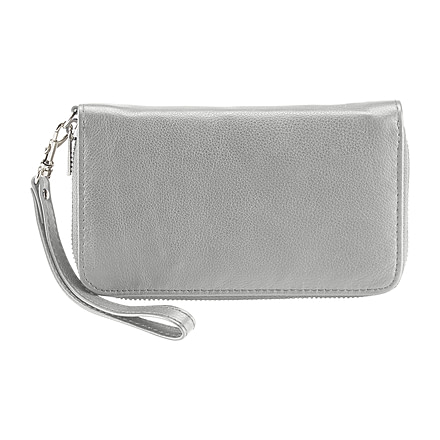 Lewis N Clark Fine Leather RFID-Blocking Wristlet Bag, Gray, 7051GRY