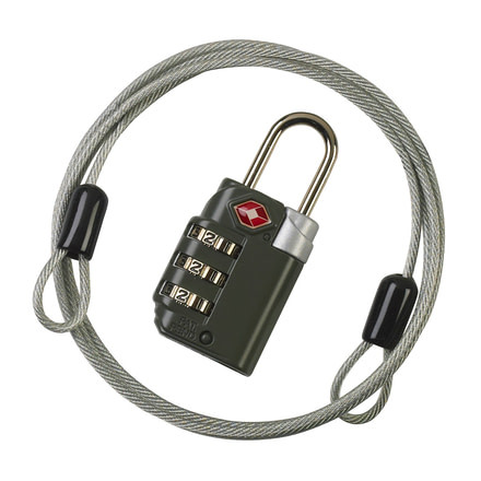 Lewis N Clark Travel Sentry Combo Lock with Cable, Black TSA83