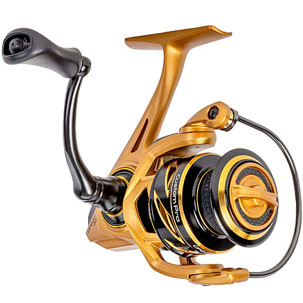 Lew’s Custom Pro 100 Spinning Reel, SZ 100 Reel, 10+1 Bearings, 5.2-1 Ratio, Aluminum Frame and Sideplate, Aluminum Speed Gears, Hybrid Carbon Drag, Reversible Retrieve, Gold/Black, CP100G2