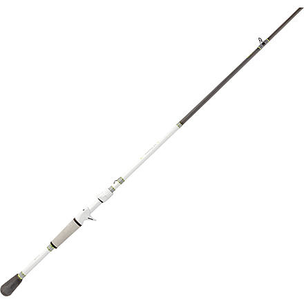 Lew’s MACH 1 Casting Rod, 6ft 10in, 1-PC IM7 Graphite Rod w/ Medium-Heavy  and Moderate-Fast, Winn Dri-Tac Split-Grip, Graphite Skeletal Reel Seat, White/Black/Green, M1SBR