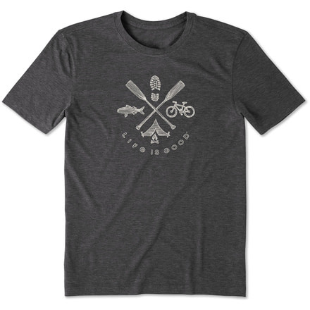 Life Is Good Cool Tee Outdoor Action T-Shirt - Mens, Night Black, Medium, 55291-M