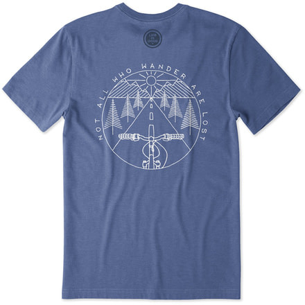 Life Is Good Crusher Tee Bike View T-Shirt - Mens, Heather Vintage Blue, Medium, 55443-M