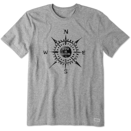 Life Is Good Crusher Tee Lig Compass T-Shirt - Mens, Heather Gray, Large, 55423-L