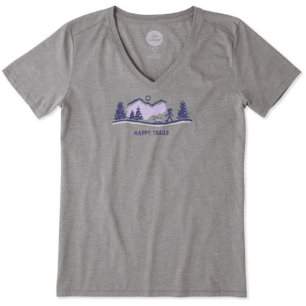 Life Is Good Happy Trails Vista Cool Tee Womens, Slate Gray, Small, 53814-S