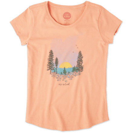 Life Is Good Landscape Smiling Smooth Tee, Fresh Coral, Small, 53179-S