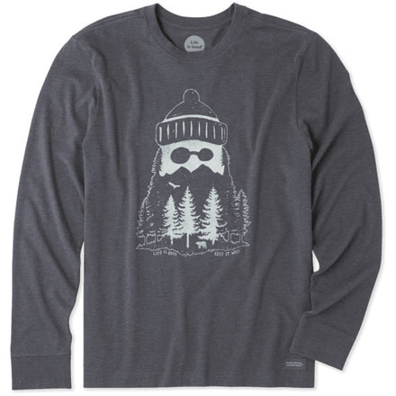 Life Is Good Mountain Beard Long Sleeve Crusher Tee, Heather Night Black, Medium, 53923-M