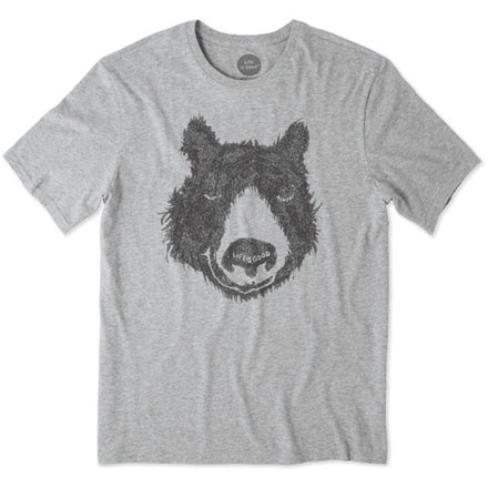 Life Is Good Outdoor Bear Smooth Tee Mens, Heather Gray, Large, 53672-L