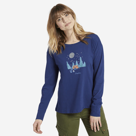 Life Is Good Simplify Camping Long Sleeve Breezy Tee, Darkest Blue, Small, 53605-S