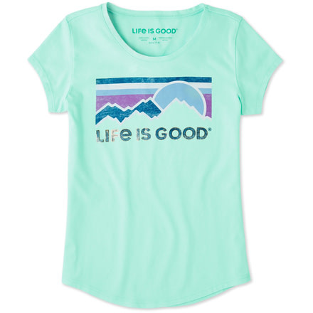 Life Is Good Smiling Smooth Tee Sunset Hills T-Shirt - Unisex, Bermuda Blue, Extra Large, 55188-XL