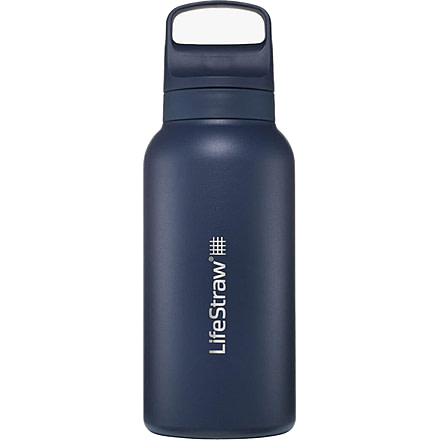 LifeStraw Go Stainless Steel 1 L Water Bottle w/Filter, Aegean Sea, 1 Liter, LGV41SASWW