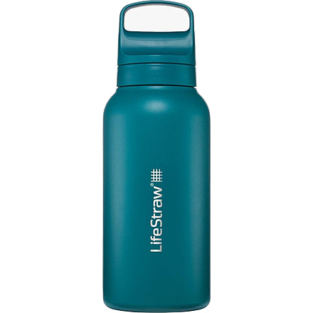 LifeStraw Go Stainless Steel 1 L Water Bottle w/Filter, Laguna Teal, 1 Liter, LGV41STLWW