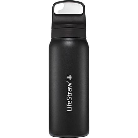 LifeStraw Go Stainless Steel 24 Oz Water Bottle w/Filter, Black, 24oz, LGV42SBKWW