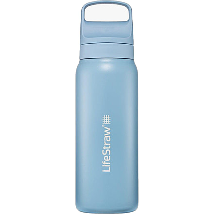 LifeStraw Go Stainless Steel 24 Oz Water Bottle w/Filter, Icelandic Blue, 24oz, LGV42SBLWW