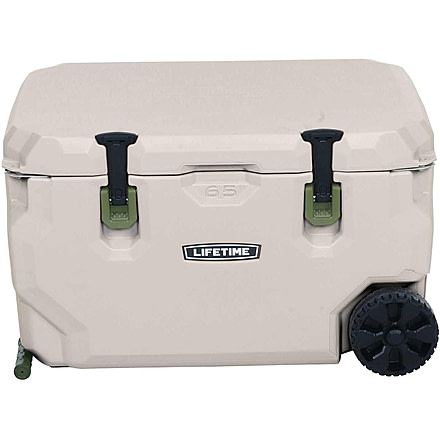 Lifetime Products 65 Quart High Performance Cooler w/ Wheels, Pumice/Green, 91179