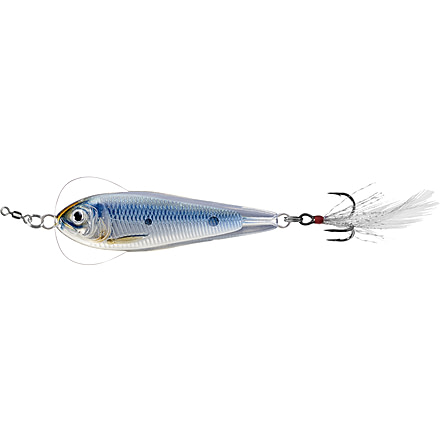 Live Target LiveTarget Flutter Sardine-Jigging Spoon, 3in, 1-1/2oz, Silver/Blue, FSDJ80SK201