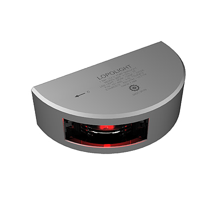 Lopolight Port SideLight - Vertical Mount - Aluminum Housing - 1nm/112.5 Red w/2.5m Cable 75757