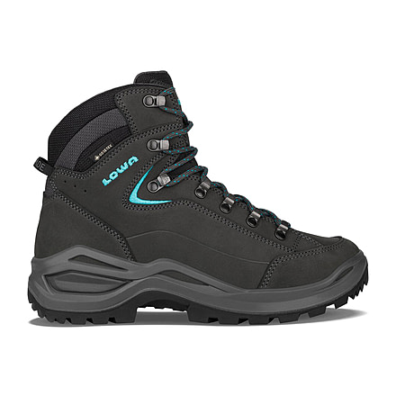 Lowa Renegade Evo GTX Mid Hiking Shoes - Womens, Narrow - Womens, Asphalt/Turquoise, 5.5, 197827027447