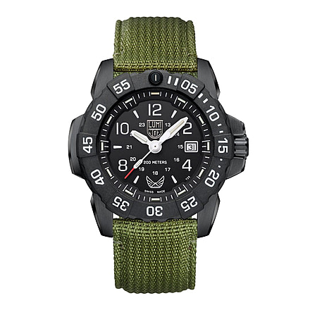 Luminox VOLITION AMERICA 3250 Unisex Military Outdoor Watch, 45mm Case Diameter, Black 316L Stainless Steel Bezel, OD Green/Black, Textile Strap, One Size, vol-aerica-3250s-45mil
