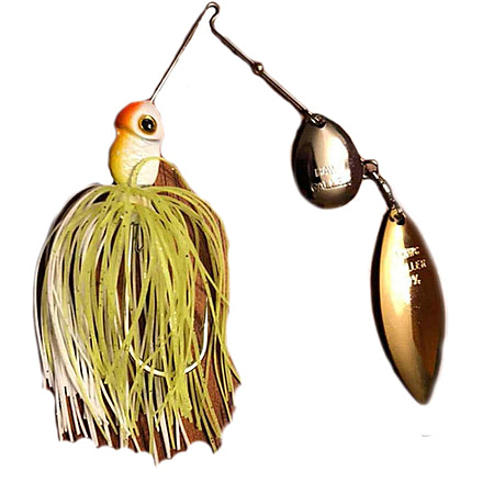 Lunker Lure Gen II Hawg Caller, Colorado/Willow Double Blade, White/Charteuse, Silver Gold, GPW50