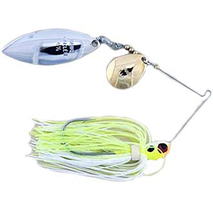 Lunker Lure Proven Winner Double Colorado/Willow Blade Spinnerbait, Chartreuse White Head/Chartreuse White Skirt, 3/8oz, PW4938