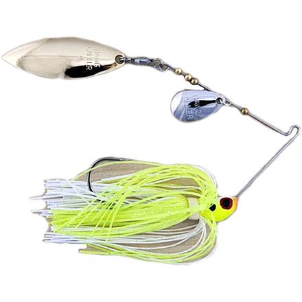 Lunker Lure Proven Winner Double Indiana/Willow Blade Spinnerbait, Chartreuse White Head/Chartreuse White Skirt, 1/4oz, PW0614