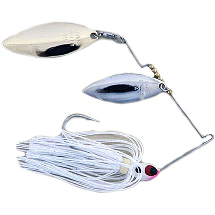 Lunker Lure Proven Winner Double Willow Blade Spinnerbait, White Head/White Silver Flake Skirt, 3/8oz, PW3138