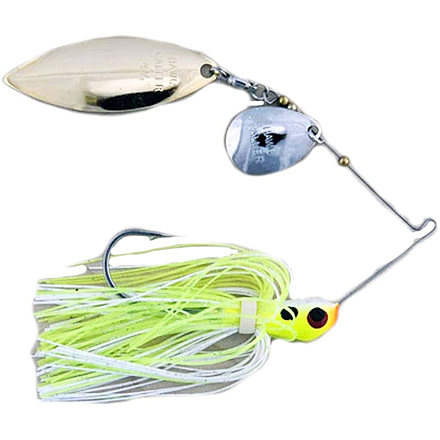 Lunker Lure Proven Winner Gold/Nickel Double Colorado/Indiana Blade Spinnerbait, Chartreuse White Head/Chartreuse White Skirt, 1/2oz, PW1212