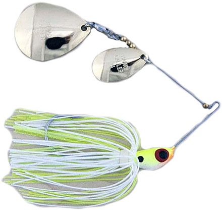 Lunker Lure Proven Winner Nickel/Gold Double Colorado/Indiana Blade Spinnerbait, Chartreuse White Head/Chartreuse White Skirt, 1/2oz, PW1612