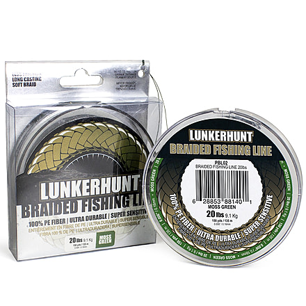 Lunkerhunt Braided Fishing Line, Moss Green, 150 yds &amp; 30 lbs, PBL03
