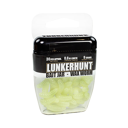 Lunkerhunt Wax Worm-Bait Jar Worm, 40, 0.75in, Glow, HWJ01