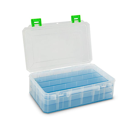 Lure Lock 3 in 1 Deep Box w/Dividers &amp; Ocean Blue Tak Liner, Clear/Green, LL1DWD