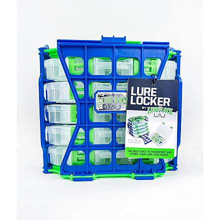 Lure Lock Lure Locker &amp; 5 Pack of Boxes w/out Gel, Small, 3 Compartment, Clear/Green, Green/Blue, LL3 L5-3001