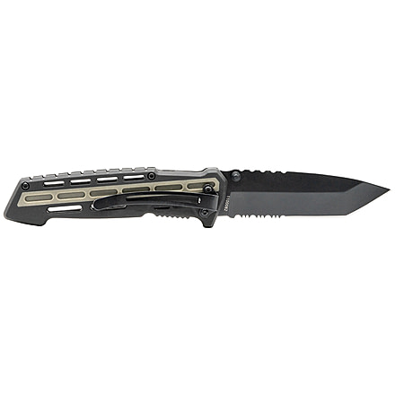 M&amp;P AR Overmold Folding Knife, 3.5in, 8Cr13MoV Steel Blade, 4.5in, Rubber Handle, 1100082