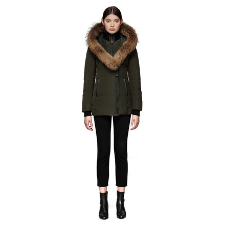 Mackage Adali Fitted Winter Down Coat With Fur Hood - Womens, Army, Extra Small, ADALI-ARMY-XS