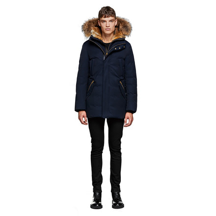 Mackage Edward Hip Length Down Winter Parka With Fur - Men's, Navy, 36, EDWARD-NAVY-36